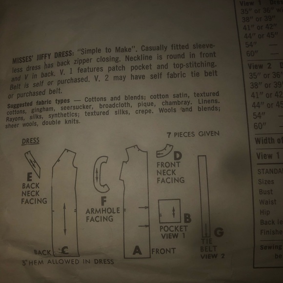 Vintage Simplicity sewing pattern- 1960’s- Jiffy dress - shift style - 38” bust - Picture 3 of 6